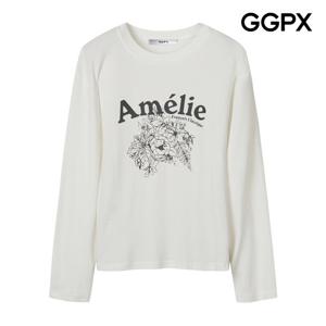 GGPX  아멜리 플라워 텍스트 긴팔 티셔츠 (GP9TS036F)