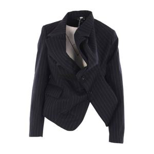 꼼데가르송 블랙 핀스트라이프 울 어시메트릭 재킷 GPJ011W25 1