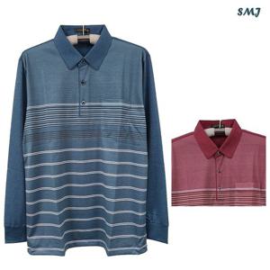 [에스엠진]SMJ1839 남자 긴팔 카라 티셔츠 중년 남성 봄 가을