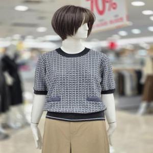 ab.f.z 세이브존09 체크 패턴 반팔 니트 티 afnz4w31j