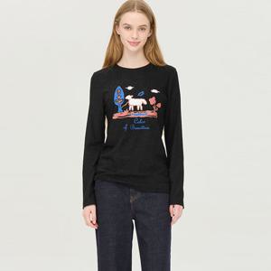 [베네통] [Online Exclusive] 양 프린팅 테리 티셔츠_BATSG9561BK