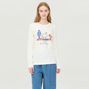 [베네통] [Online Exclusive] 양 프린팅 테리 티셔츠_BATSG9561WH