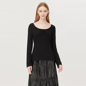 [베네통] [Online Exclusive] 셔링 바스트 티셔츠_BATSG7541BK