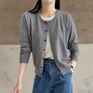 [다잇템][다잇템] 여성 롱슬리브 U넥 컬러자수 가디건_22689421_