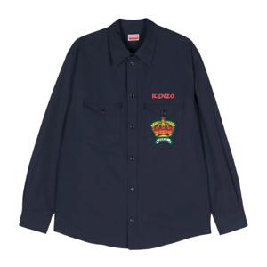 겐조 로고 자수 체스트 포켓 코튼 셔츠 FE55CH4149LP 77