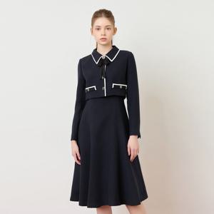 [케네스 레이디]리본 브로치 콤비포켓 미디 원피스 (EWOPPA01)