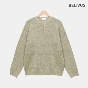 빌리버스 남성 부클 니트 긴팔티 환절기 루즈핏 헨리넥 데일리 티셔츠 BNBR001