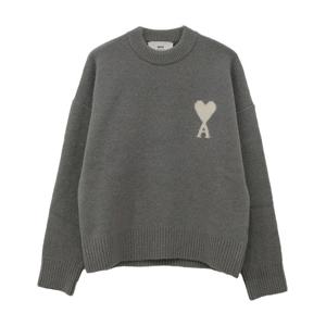 아미 빅 하트 스웨터 그레이 오프 화이트 UKS836 KN0135 058