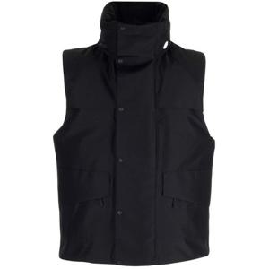 25 FW 몽클레어 지니어스 x HYKE 로고 디테일 집업 패딩 베스트 블랙 1A00005M2519