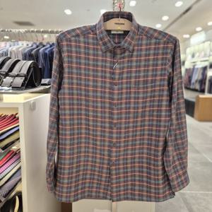 [레노마셔츠] 일반핏긴소매  멜란지  기모체크 RPWSG1042오렌지