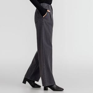 샵앤) 국산 여성 프리미엄 뒷밴딩 앞핀턱 와이드 데님 청바지 ATT-WPT-4917-그레이