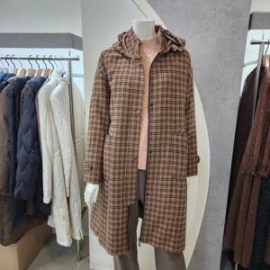 [안지크]후드체크 롱코트(AD4HC5150)