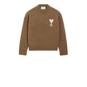 아미 후드 티셔츠 UKS836 KN0135 217 HAZELNUT OFF WHITE