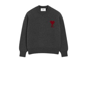 아미 스웨터 UKS838 018 084 HEATHER GREY RED