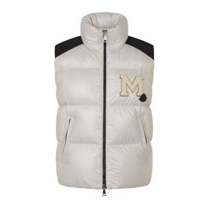 25 FW 몽클레어 로고 모티프 패치 디테일 패딩 베스트 화이트 I20931A00017595ZJ