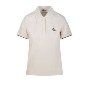 25 FW 몽클레어 로고 패치 숏슬리브 코튼 폴로셔츠 화이트 K10938A0000184720