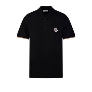 25 FW 몽클레어 로고 패치 숏슬리브 코튼 퓨어 폴로셔츠 블랙 K10938A0000184720