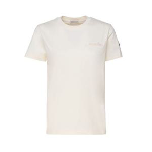 25 FW 몽클레어 로고 엠벨리쉬드 크루넥라인 코튼 티셔츠 화이트 J20938C0001389AIJ