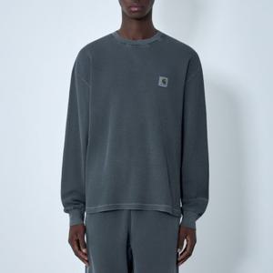 25 FW 칼하트 윕 로고 패치 리브드 커프 와플 코튼 롱슬리브 티셔츠 I035304 89GD