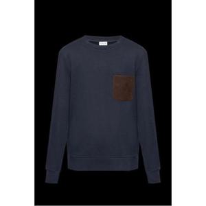 25 FW 몽클레어 로고 패치 크루넥라인 롱슬리브 스웨트셔츠 블루 K20918G0002589ANG