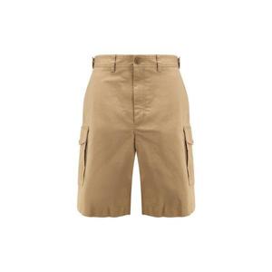 25 FW 몽클레어 로고 패치 코튼 블렌드 카고 쇼츠 베이지 K20912B00004598QH