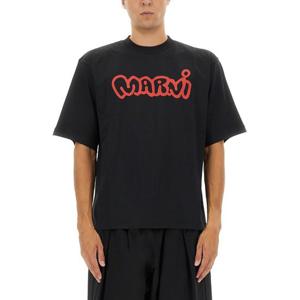 마르니 프린트 크루넥 루즈핏 티셔츠 HUMU0223WP USCY53LON99