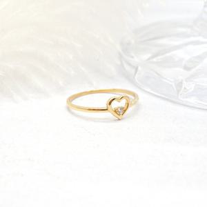 오팔하우스 14k 하트 큐빅 반지 OPDJR5449