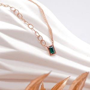 오팔하우스 14k 언밸런스 스퀘어 그린 오닉스 목걸이 OPDLN5361