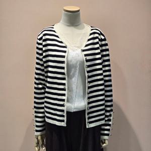 [페이지플린]브이넥 단가라 실버볼 버튼 포인트 니트 가디건 LF5CCA001M