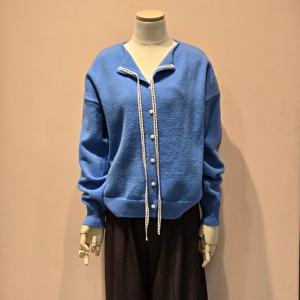 [페이지플린]레이스 포인트 노카라 니트 가디건 LF5CCA509M