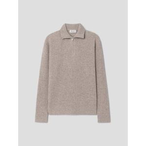 [로가디스] 울 리브 조직 릴렉스드 핏 하프집업 스웨터  베이지 (RY5X51P71A)