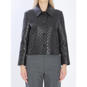 GUCCI Leather jacket with embossed GG 8343081000
