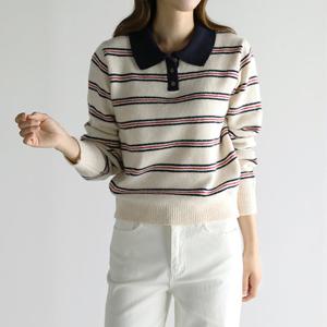 [바네사빈] 울모 멀티 단가라 카라 니트 v01299