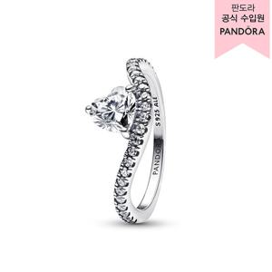 [판도라(주얼리)][백화점 보증서 제공] 웨이브 파베 하트 링 193661C01