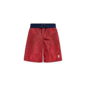 25 FW 몽클레어 로고 패치 와펜 드로스트링 스윔 쇼츠 레드 2C000075985M