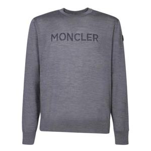 25 FW 몽클레어 로고 패치 롱슬리브 니트 스웨터 그레이 J20919C00011M1180