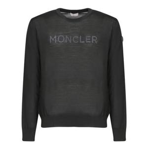 25 FW 몽클레어 로고 디테일 울 퓨어 롱슬리브 니트 스웨터 블랙 J20919C00011M1180