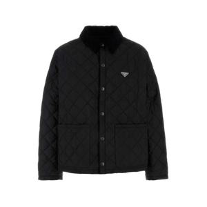 25 FW 프라다 리나일론 버튼업 퀼팅 자켓 블랙 SGC765SOOO1WQ9