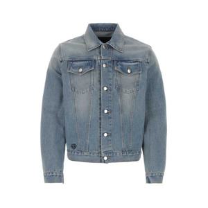 25 FW 프라다 에나멜 태그 디테일 코튼 데님 자켓 GEB227S23112K1