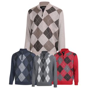 [파파브로] 부드러운 퍼안감 아가일패턴 반집업 니트 IU-KNK-601-A