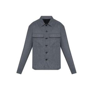 25 FW 몽클레어 로고 패치 포켓 롱슬리브 셔츠 그레이 J20912F00009596LQ