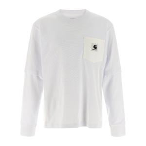 사카이 로고 패치 체스트 포켓 크루넥 티셔츠 2500994S 101