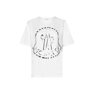 25 FW 몽클레어 로고 프린트 퓨어코튼 크루넥 티셔츠 화이트 H20938C00024829HP