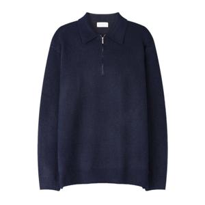 남자 워셔블 켄스 반집업 울 카라 니트티 SG-KN-Q039-네이비