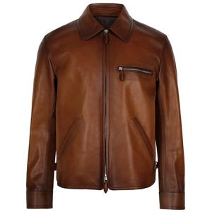 벨루티 25FW 카카오인텐소 원 주르 파티나 블루종 레더 자켓 R29LBL146002 S64