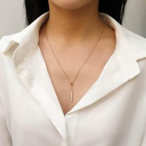 오팔하우스 14k 럭셔리 스틱바 큐빅 목걸이 OPGN3397