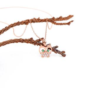 오팔하우스 14k 그린큐 부엉이 목걸이 OPDLN5348