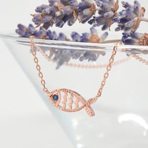 오팔하우스 14k 행운의 블루피쉬 큐빅 목걸이 OPDLN4961