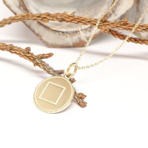 오팔하우스 14k 달고나 네모 코인 목걸이 OPDLN5636