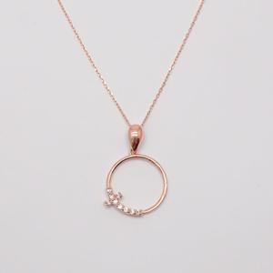 오팔하우스 14k 서클 십자가 큐빅 목걸이 OPNIN3646-1